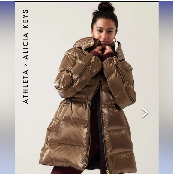 Athleta Alicia Keys Golden Aura  Down Puffer Jacket - Picture 1 of 8
